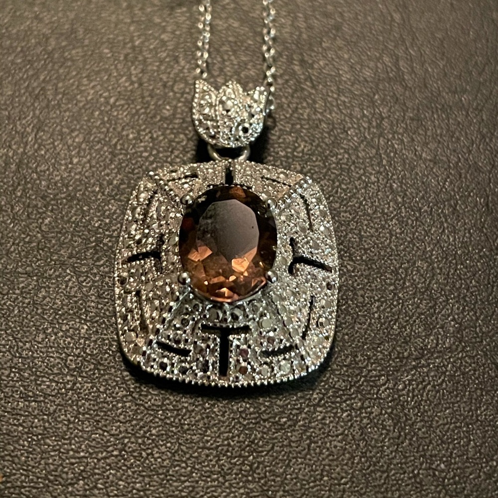 Vintage Topaz and Diamond Pendant
